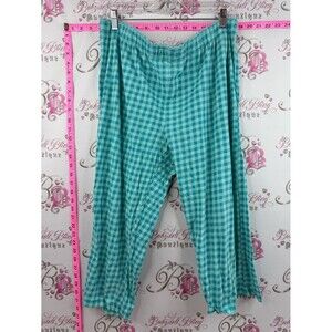 Sentiments Women’s Sleep Pyjamas with Aqua plaid Lightweight Relaxed Fit comfy